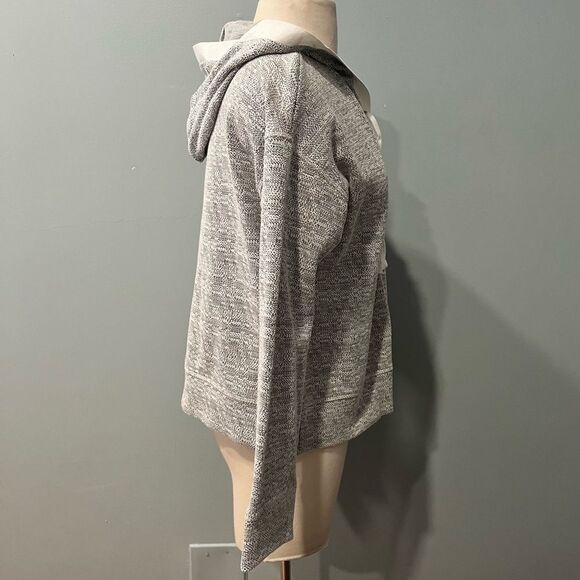 A New Day Gray Knit Tweed Lace-Up Hoodie Size Medium - Picture 3 of 7